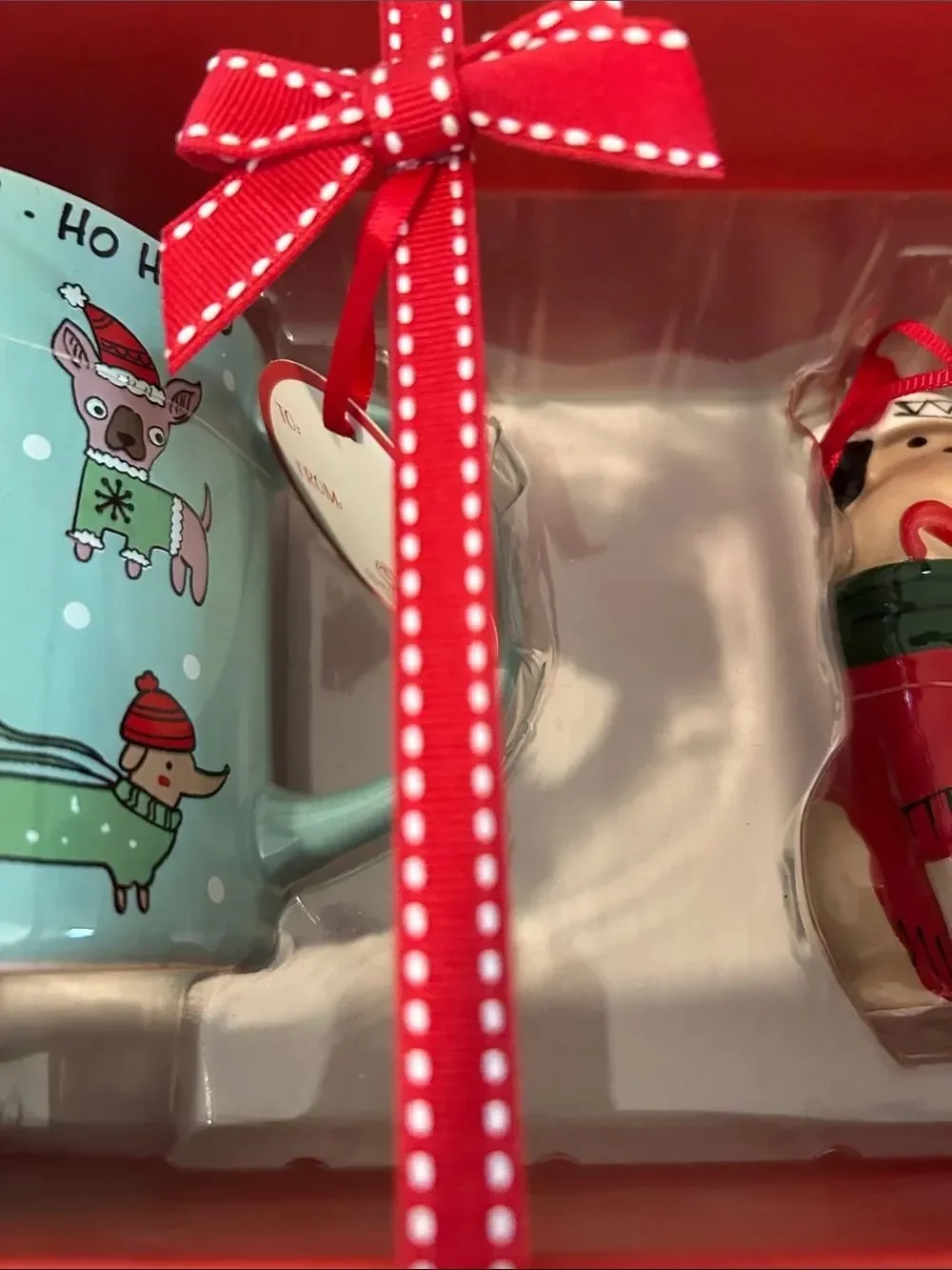 Spectrum Christmas Dog Mug & Matching Ornament Holiday Gift Box Set, Blue, NWT